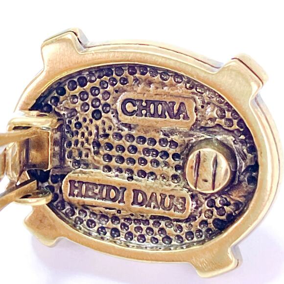 Signed Heidi Daus Bold & Beautiful Crystal Button Clip Earrings Art Deco Revival - Picture 8 of 11